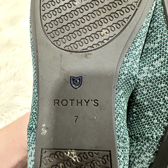 Rothy's Retired The Square Metallic Mirage Zebra Green Slip On Flat Sz 7 - Picture 7 of 8